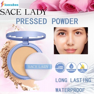 Sace Lady Oil Control Matte Face Powder Waterproof Natural Nude Makeup With Mirror ICECUBES