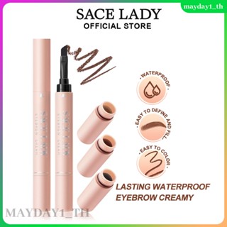 Sace Lady 2 In 1 ครีมเจลสักคิ้ว กันน้ํา ติดทนนาน สีดํา น้ําตาล