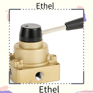 Ethel1 วาล์วนิวเมติก 1/4 นิ้ว 4 ทาง ก้านหมุน 3 ตําแหน่ง ควบคุมการไหลของอากาศ