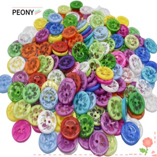 Peonypavilion กระดุมดอกไม้เรซิ่น 2 รู แฮนด์เมด คละสี อุปกรณ์เสริม สําหรับตกแต่งเสื้อผ้า