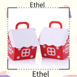 Ethel1 ถุงกระดาษคราฟท์ ลาย Merry Christmas สําหรับใส่คุ้กกี้ ตกแต่งปาร์ตี้คริสต์มาส 5 10 ชิ้น