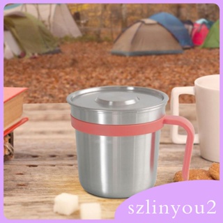 [szlinyou2] แก้วกาแฟสเตนเลส โลหะ พร้อมฝาปิด ความจุ 448 มล. สําหรับตั้งแคมป์ เดินป่า ท่องเที่ยว แบกเป้