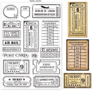 แสตมป์ซิลิโคนใส ลายตั๋วเครื่องบิน สไตล์วินเทจ ขนาด 21x14.8 ซม. 8.3x5.8 นิ้ว สําหรับตกแต่งสมุดภาพ อัลบั้มรูปภาพ 1 แผ่น