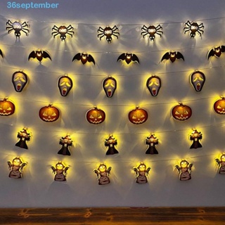 September สายไฟ LED รูปฟักทอง ใช้ซ้ําได้ สําหรับตกแต่งปาร์ตี้ฮาโลวีน DIY