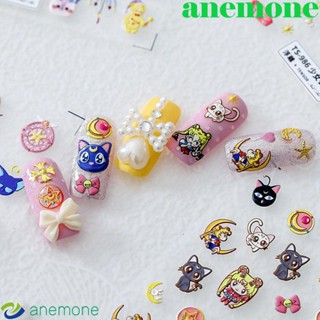 Anemone สติกเกอร์ติดตกแต่งเล็บ ลายเซเลอร์มูน กระต่าย สีชมพู สไตล์ญี่ปุ่น