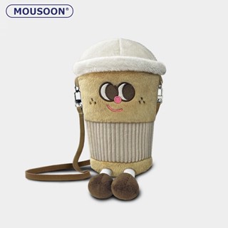 MOUSOON กระเป๋าสะพายไหล่ผู้หญิงการ์ตูนกาแฟถ้วยชานมกระเป๋าโทรศัพท์มือถือ