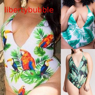 【libertybubbler】ชุดว่ายน้ําบิกินี่ เอวสูง พิมพ์ลาย พลัสไซซ์ สําหรับผู้หญิง