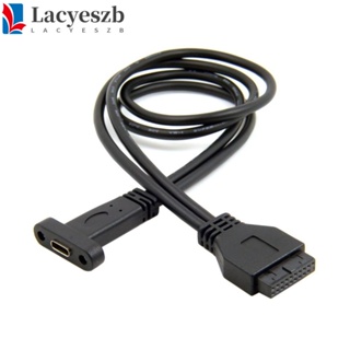 Lacyeszb สายเคเบิลอะแดปเตอร์ 19pin 40 ซม. 10gbps Type C 19pin ตัวผู้ Usb-C ตัวเมีย Type C เป็น 19pin Type C เป็น 19pin