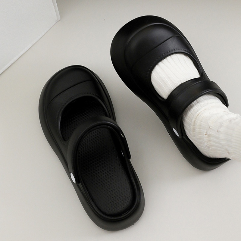 Ayuer รองเท้าแตะแมรี่เจน พื้นหนา ใส่สบาย สีพื้น แฟชั่นฤดูร้อน สําหรับกลางแจ้ง