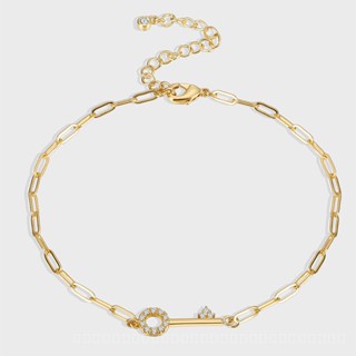 0806-HFCY-JL A0007 Europe and America Cross Border Accessories Hip Hop Chain Key-Shaped Zircon Anklet Female Modern Simple and Adjustable Foot Ornaments YXHI