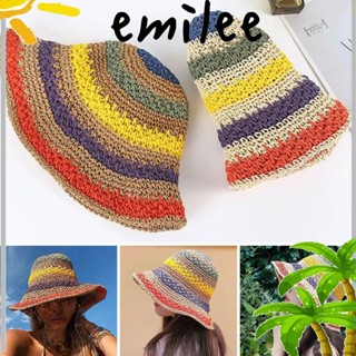 EMILEE หมวกฟางกันแดด ทรงโดม สีรุ้ง