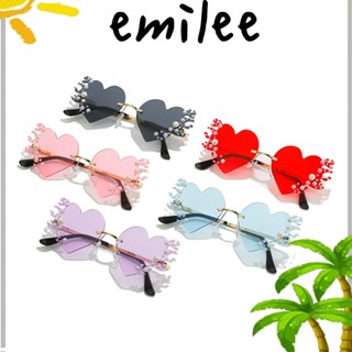 Emilee แว่นตารูปหัวใจ เครื่องแต่งกายอินเทรนด์ พรอมไร้ขอบ ป้องกัน UV400 แว่นตาหัวใจ