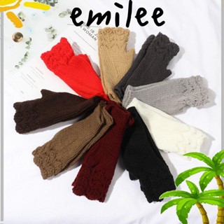 Emilee ถุงมือถัก แฟชั่นใหม่ สีแคนดี้ นุ่ม อุ่นแขน