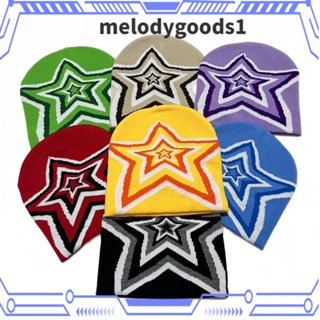 Melodygoods1 หมวกบีนนี่ถักนิตติ้ง ผ้าวูล อะคริลิค ลายกะโหลกศีรษะ แฟชั่น สําหรับกลางแจ้ง Y2k