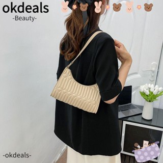 Okdeals กระเป๋าถือ กระเป๋าสะพายไหล่ เย็บปักถักร้อย สไตล์ย้อนยุค เรียบง่าย