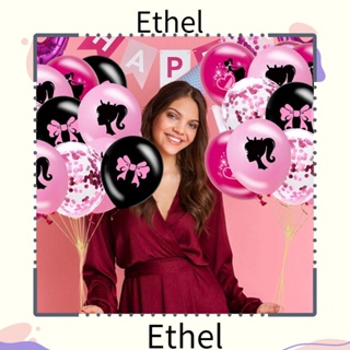 Ethel1 ลูกโป่งยางฮีเลียม ลายการ์ตูนเจ้าหญิงบาร์บี้ สีชมพู สําหรับตกแต่งปาร์ตี้