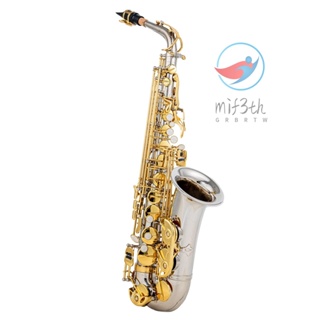 Eb เครื่องดนตรีอัลโตแซกโซโฟนทองเหลือง E Flat Sax 802 Key Type Woodwind พร้อมก้านทําความสะอาด ผ้า ถุงมือ สายคล้อง เบาะ