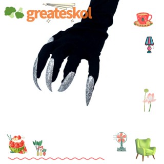 Greateskol ถุงมือคอสเพลย์ผีฮาโลวีน ถุงมือสีเงิน / สีดํา ผ้าหวาดกลัว DIY ของขวัญวันหยุด ตกแต่งฮาโลวีน