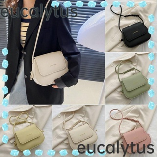 Eucalytus1 กระเป๋าสะพายไหล่ หนัง PU สีพื้น แฟชั่นสําหรับผู้หญิง