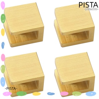 PISTA คลิปหนีบกระจกอาบน้ํา ทองเหลือง ทรงสี่เหลี่ยม ไร้กรอบ ขนาด 6~10 มม. 4 ชิ้น