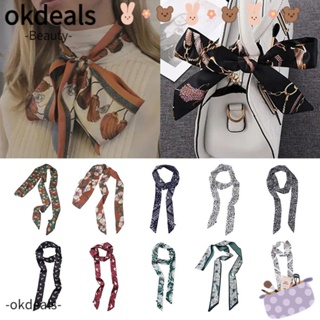 Okdeals ริบบิ้นผูกกระเป๋า ผ้าพันคอยาว พิมพ์ลายเสือดาว แคบ ที่คาดผม มัลติฟังก์ชั่น พิมพ์ลาย ผ้าพันคอ แบบบาง สําหรับผู้หญิง