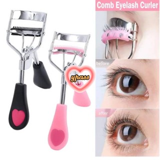 CYREAL 【 fast Delievery 】 1pc Lady Professional Eyelash Curler Peach Heart Handle With Comb Clip Tweezers Cosmetic False Lashes Aids