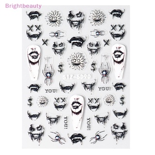 Brightbeauty สติกเกอร์อะคริลิค ลายหัวกะโหลก 3D สําหรับตกแต่งเล็บ DIY TH