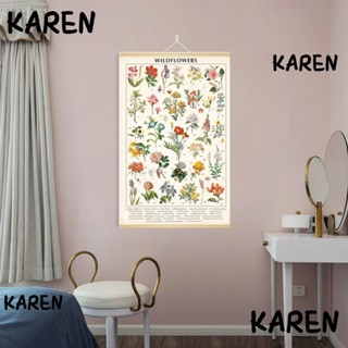 Karen โปสเตอร์ไม้ และผ้าใบ พิมพ์ลายดอกไม้ สไตล์วินเทจ 15.7 X 23.6 นิ้ว สําหรับตกแต่งผนังห้องนั่งเล่น