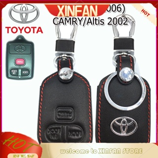 Xinfan เคสกุญแจรีโมทรถยนต์ หนังแท้ กันกระแทก สีดํา สําหรับ Toyota Vios Camry