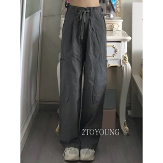 2TOYOUNG Moon กางเกงขายาว คาร์โก้ กางเกง เชือกอเมริกันคลาสิค Cargo pants 2023 NEW AG080712 Beautiful พิเศษ สบาย Unique A90M02S 36Z230909