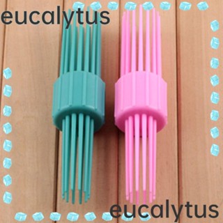 Eucalytus1 หวีม้วนผม แบบพกพา ใช้ซ้ําได้ หลายซี่ สีเขียว สีชมพู สําหรับผู้หญิง