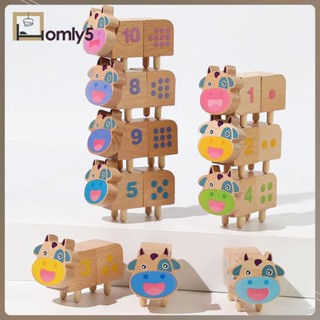 [Homyl5] ของเล่นบล็อกไม้ Montessori ของขวัญวันหยุด สําหรับเด็ก 10 ชิ้น