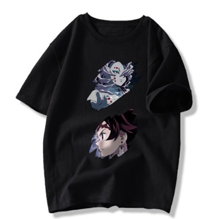 ราคาถูก Demon Slayer Anime เสื้อยืดแขนสั้นผู้ชายฤดูร้อนใหม่เด็กชายเสื้อยืดผ้าฝ้ายขนาดใหญ่ เสื้อคู่