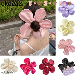 Okdeals ที่คาดผม วงกลม ลายดอกไม้ ขนาดใหญ่ ยืดหยุ่น สามมิติ เครื่องประดับ สําหรับผู้หญิง