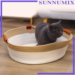 [Sunnimix] เตียงนอน ทรงกลม แบบพกพา สําหรับสัตว์เลี้ยง แมว