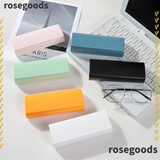 Rosegoods1 กล่องแว่นตากันแดด สีพื้น พับได้ แบบพกพา ที่ทนต่อแรงกด ป้องกันแว่นตา สําหรับผู้ชาย และผู้หญิง