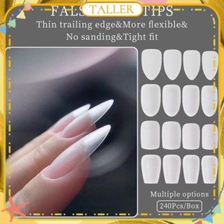 ✧Ready Stcok 240pcs/1box Nail Art Ultra-thin Seamless Nail Patch Transparent Frosted European And American Repair-free Full-stick Nail Piece Manicure Tool For Nail Shop TALLER