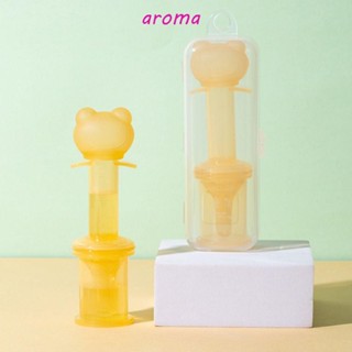 Aroma เครื่องจ่ายยา ช้อนส้อม ซิลิโคนนุ่ม แบบพกพา พร้อมถ้วยตวง และขวดนม สําหรับทารกแรกเกิด