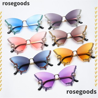 Rosegoods1 แว่นตากันแดด ประดับเพชรเทียม สีม่วง ขนาดใหญ่ สําหรับผู้หญิง