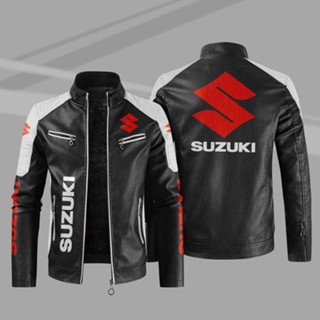 เสื้อแจ็กเก็ตหนังแขนยาว กันฝน แบบบาง ลายโลโก้รถจักรยานยนต์ Suzuki GSX-R600