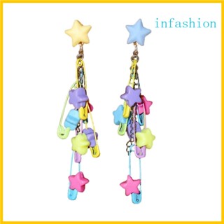 Inf 2 ชิ้น อะคริลิค สี พิน ดาว ต่างหู เรขาคณิต เท่ ต่างหู เครื่องประดับ ปาร์ตี้