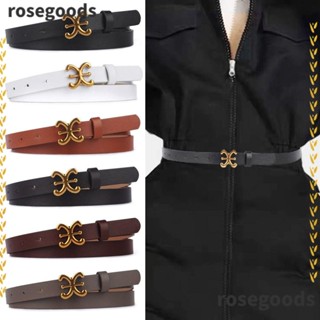 Rosegoods1 เข็มขัดหนังแฟชั่น ลําลอง ย้อนยุค บาง สายรัดเอว