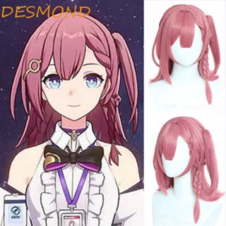 Desmond Honkai Star Rail วิกผมคอสเพลย์ Asta แบบถักเปีย ยาวตรง สีชมพู