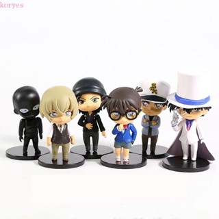 Koryes ตุ๊กตาฟิกเกอร์ PVC รูปนักสืบโคนัน Rei Akai Shuuichi Miniatures Kiddo Hattori Edogawa Konan ของเล่นสะสม สําหรับเด็ก 6 ชิ้น ต่อชุด