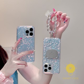 For เคสไอโฟน 14 Pro Max [Shining Laser Bear Pop Grip Chain] เคส Phone Case For iPhone 14 Pro Max Plus 13 12 11 For เคสไอโฟน11 Ins Korean Style Retro Classic Couple Shockproof Protective TPU Cover Shell