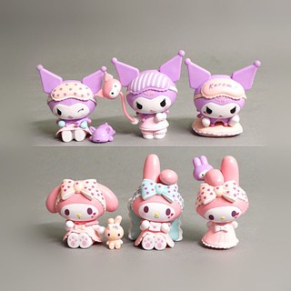 [BTF] ตุ๊กตา Melody Kuromi 6 ชุดนอน สําหรับตกแต่งเค้ก RE09