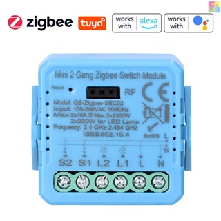 [ขายดี] Tuya ZigBee โมดูลสวิตช์ปุ่มกด 2 Gang ควบคุมผ่านแอพโทรศัพท์มือถือ ควบคุมระยะไกล สําหรับ Alexa Google Home Voice C