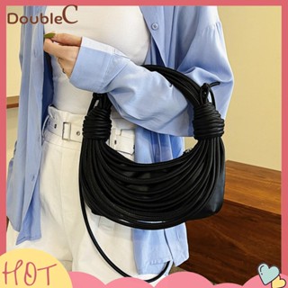 【Double C 】✿   กระเป๋าสะพายไหล่ หนัง PU ทรงคลัทช์ แบบนิ่ม แฟชั่นสําหรับสตรี