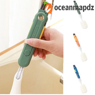 Oceanmapdz 5 In 1 ชุดแปรงทําความสะอาดขวดนม ขวดนม พลาสติก หมุนได้ หัวนิ่ม อเนกประสงค์