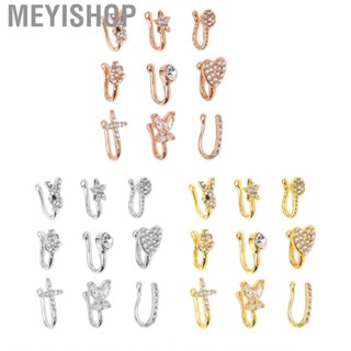 Meyishop 9 Pcs Fake Nose Rings Shiny Fashionable No Piercing  Kit Faux